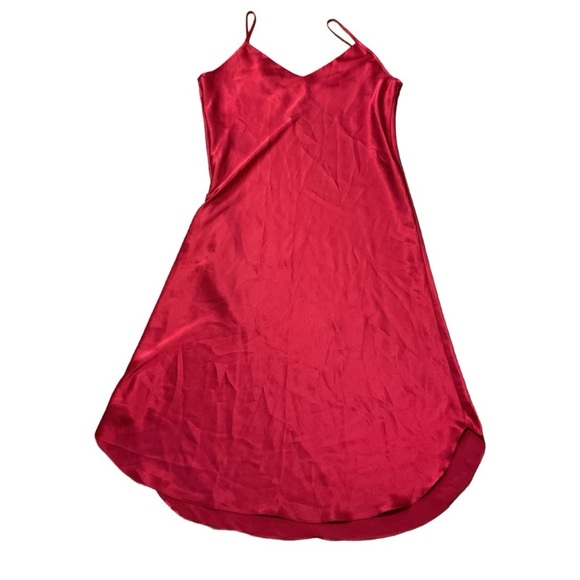 Vintage cross back Elegant Red Satin Slip Dress lingerie sleepwear maxi - Picture 1 of 9